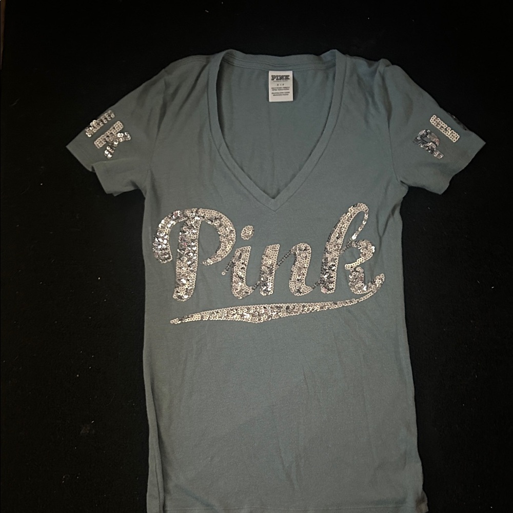 Victoria's Secret Gray Sequin Logo Blouse